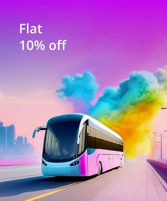 Get 10% off up to ₹180 on Bus Bookings.