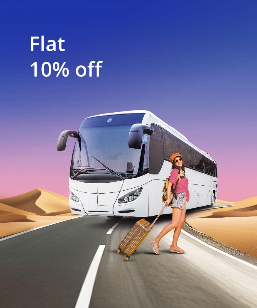 Get 10% off up to ₹200 on Bus Bookings.