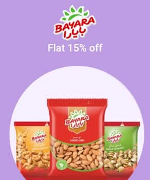 Bayara Snacks Pistachios Salted 300g, Bayara Snacks Cashews Salted 300g & Bayara Almonds Jumbo 400g