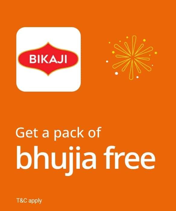 Get a pack of bhujia free with your order. 