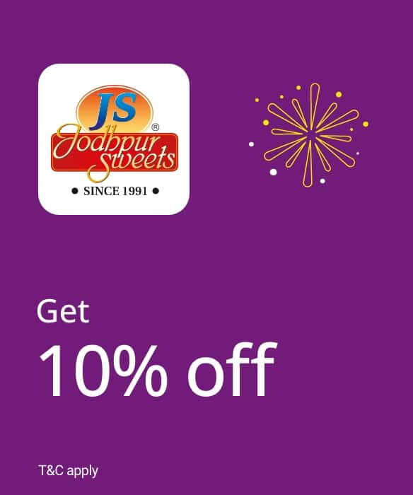 Enjoy 10% off on namkeen and savoury items.