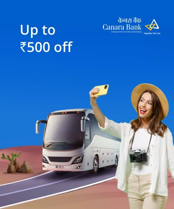 Get Flat 10% off on Bus Ticket Bookings using Canara Bank Credit Card.