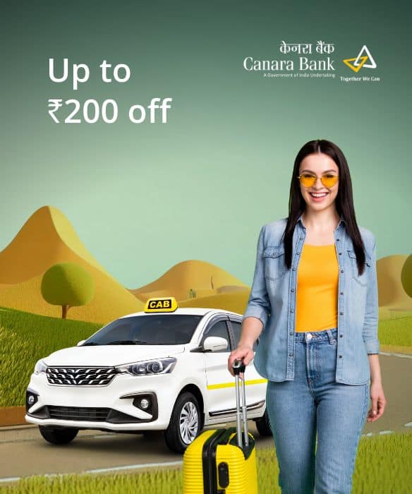 Get 10% off up to ₹200 on Airport Cab Bookings with Canara Bank