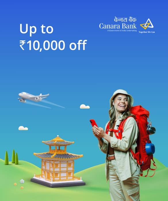 Flat 10% off up to ₹10,000 on International Flight Booking with Canara Bank Credit Cards.