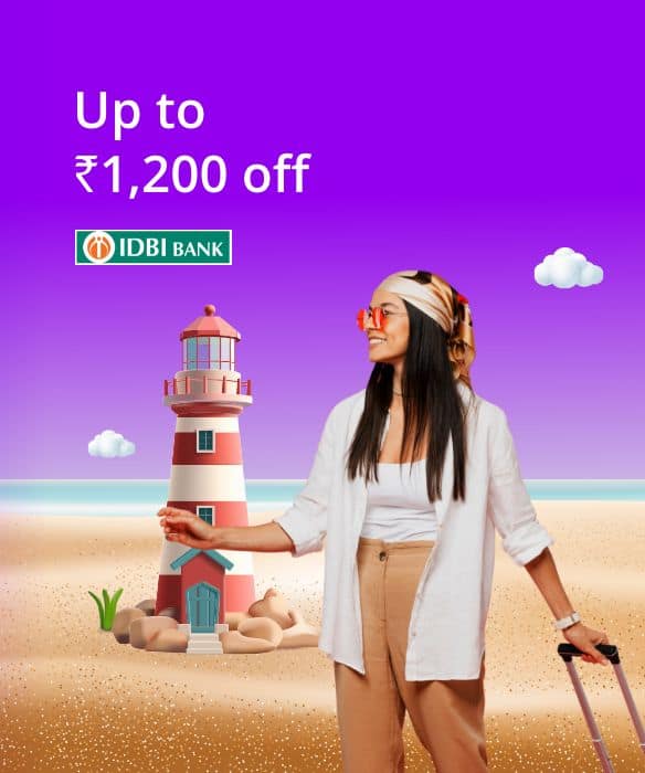 Flat 12% off up to ₹1,200 on Domestic Flight Booking with IDBI Bank Credit & Debit Cards.