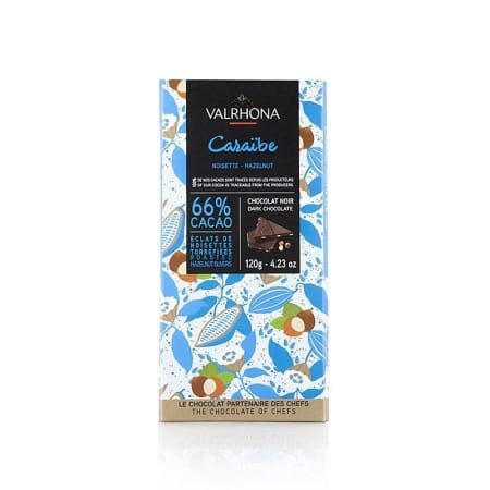 Valrhona Caraibe Hazelnut Slivers 66% Bar, 120g