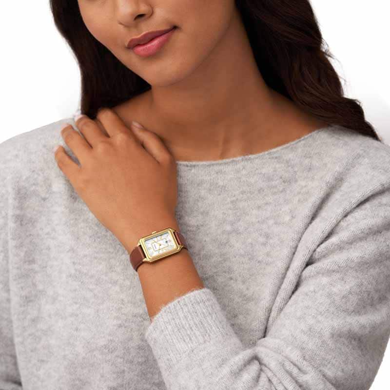 Fossil Raquel Brown Watch ES5307 Quartz, Leather Strap, 26 MM