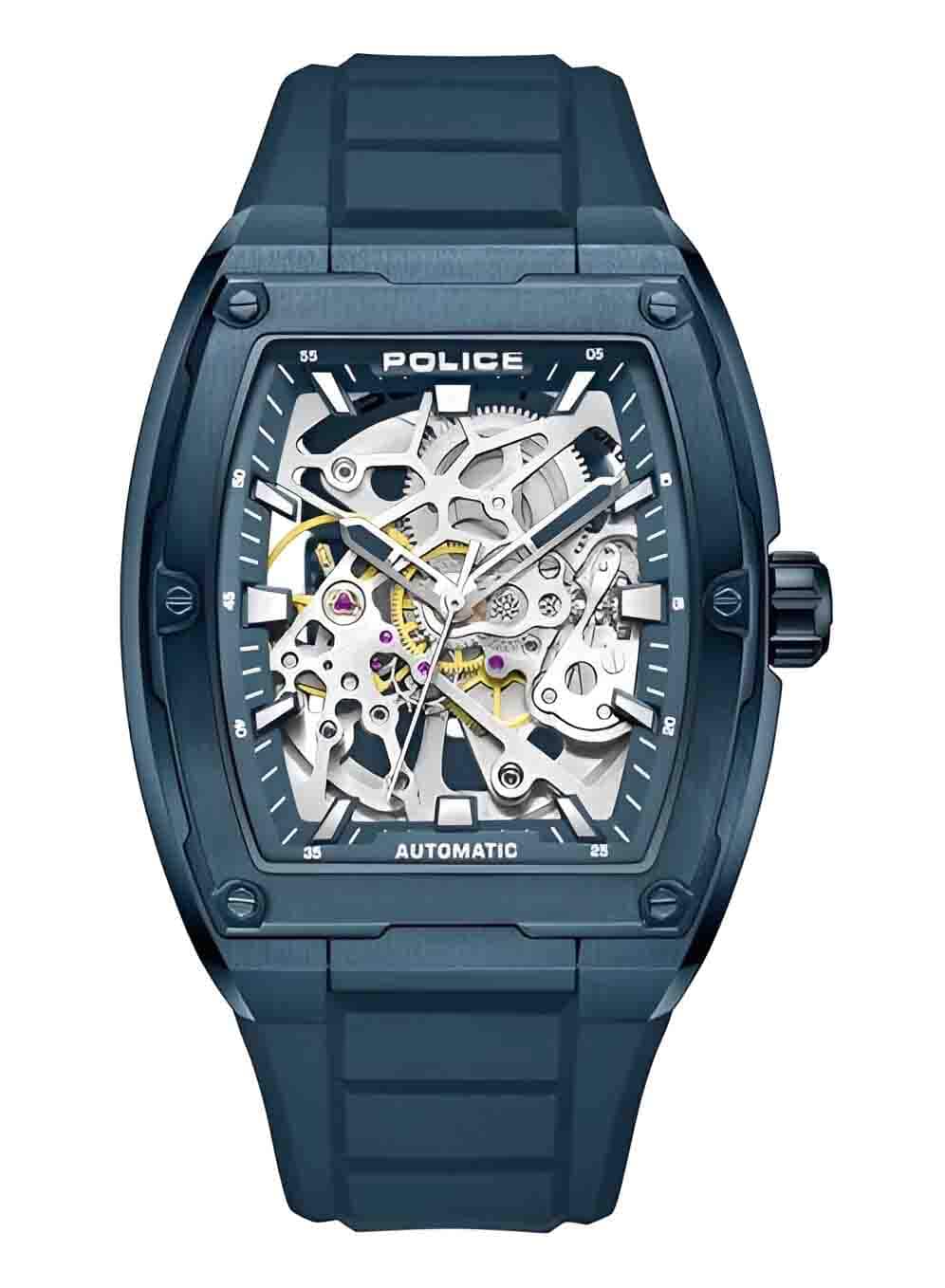 Police Skeletor Watch Dial With Silicone Strap, Men, 48mm