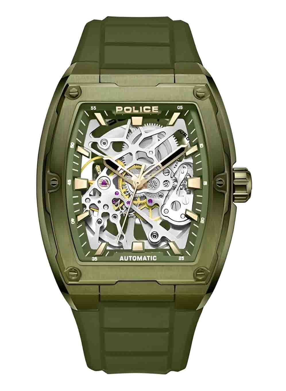 Police Skeletor Watch, Men, Olive, 48mm