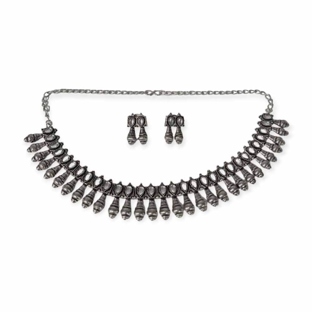 Crafts & Culture Oxidised Necklace With Stones