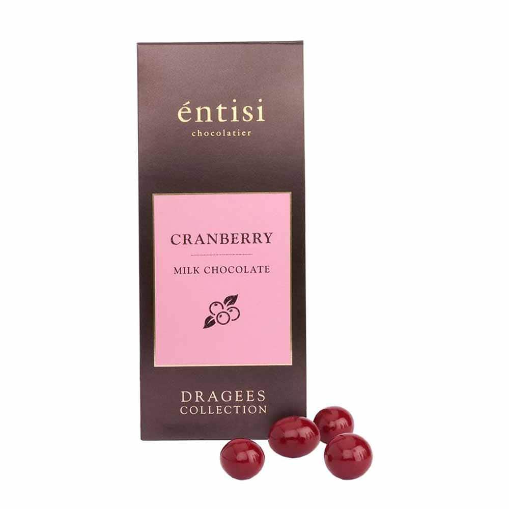 Entisi Chocolate Coated Cranberry Dragees Jar 120g