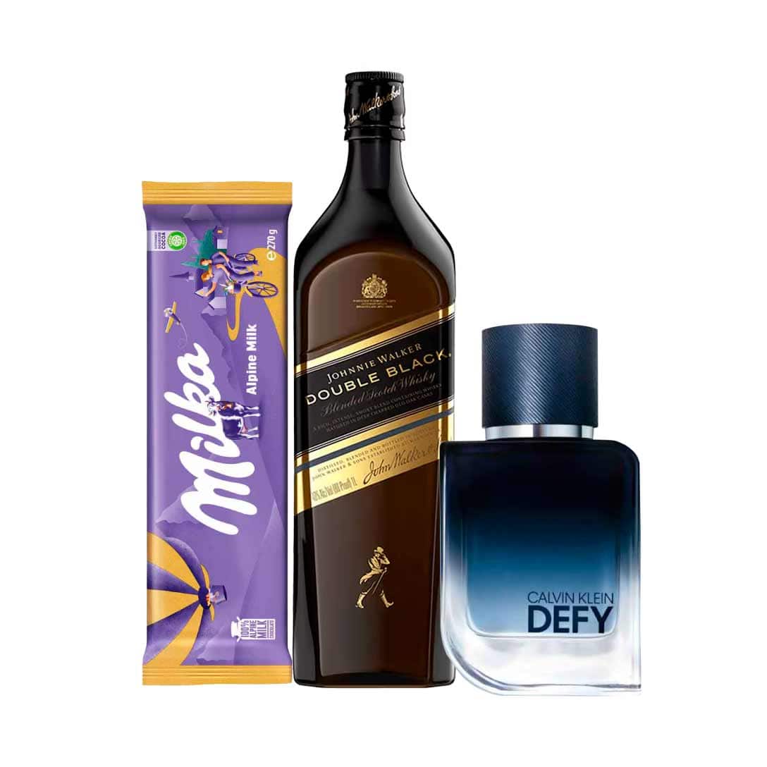 Milka Milk 270g, Calvin Klein Defy EDP 50ml & Johnnie Walker Double Black 100cl